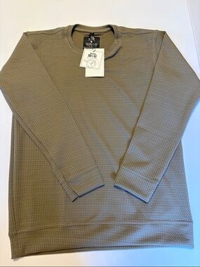 WOLF Olive Waffle-Knit Crewneck Sweatshirt